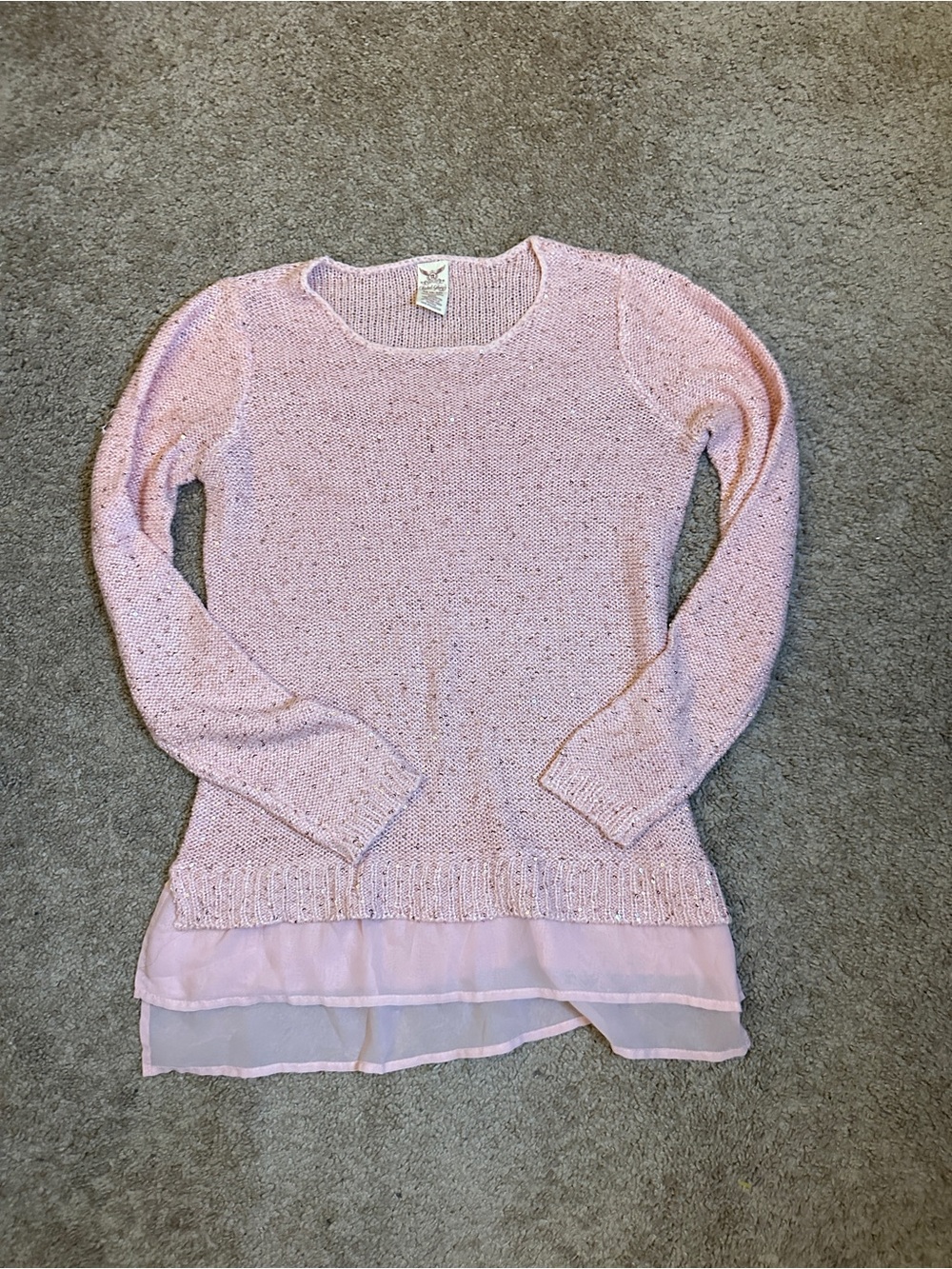 Faded Glory Light Pink Knit Sweater with Sequin